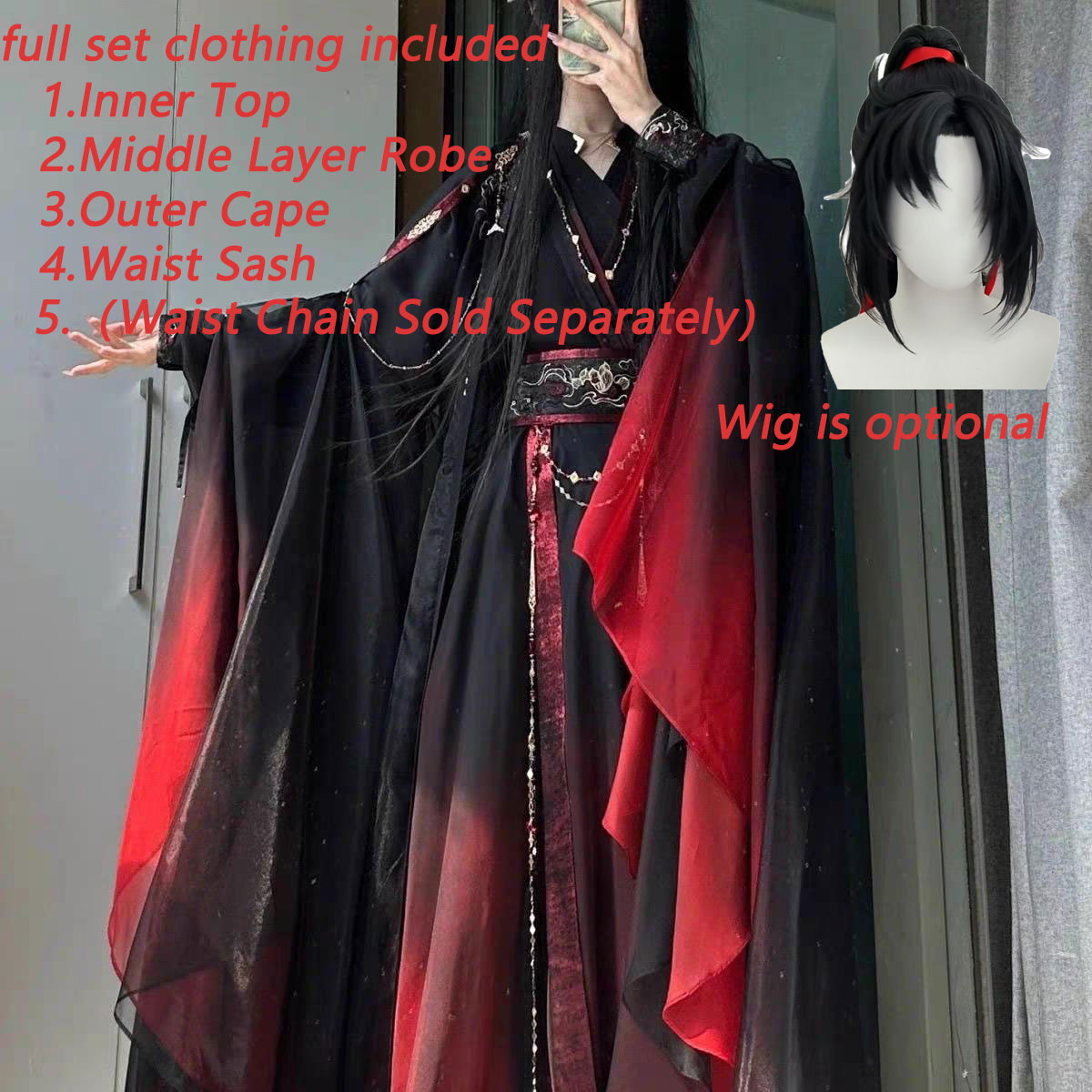Anime Cosplay Show - Unisex Ancient Chinese Xianxia Robe 4Pcs