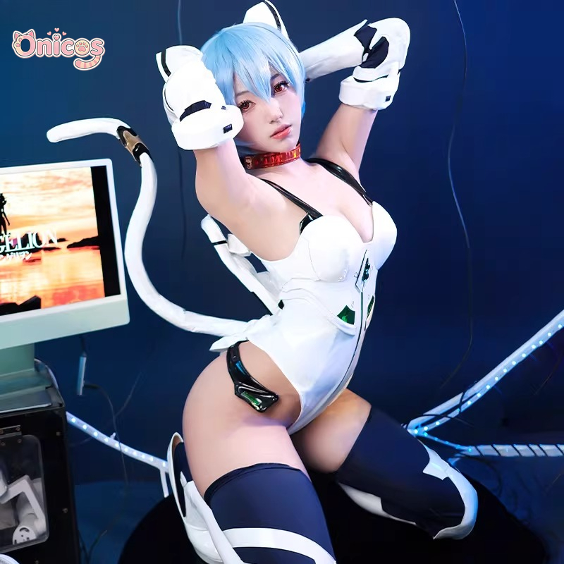 Ayanami Rei Cat Ear Anime Cosp - Anime Cosplay Girl Costume review and price