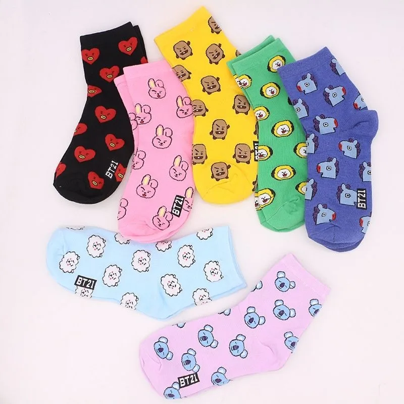 Kawaii BT21 Cartoon Socks Cute - Cosplay Korean Anime review and price
