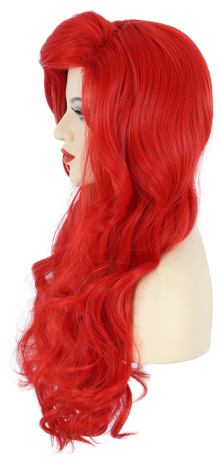 Women Long Wavy Red Wigs Hallo - Anime Cosplay Red Hair review and price